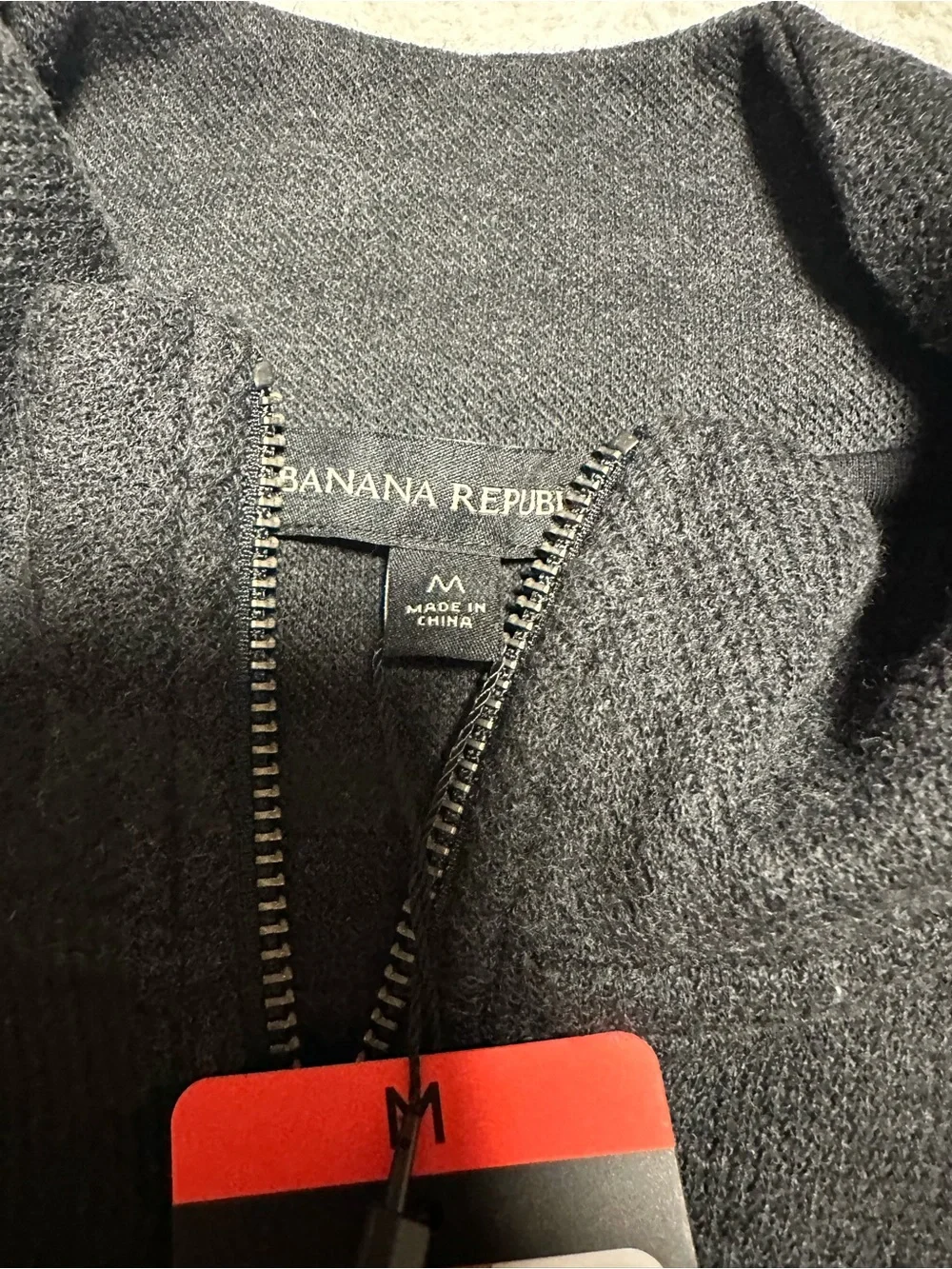 Banana Republic Men's Dark Charcoal Quarter-Zip Sweater